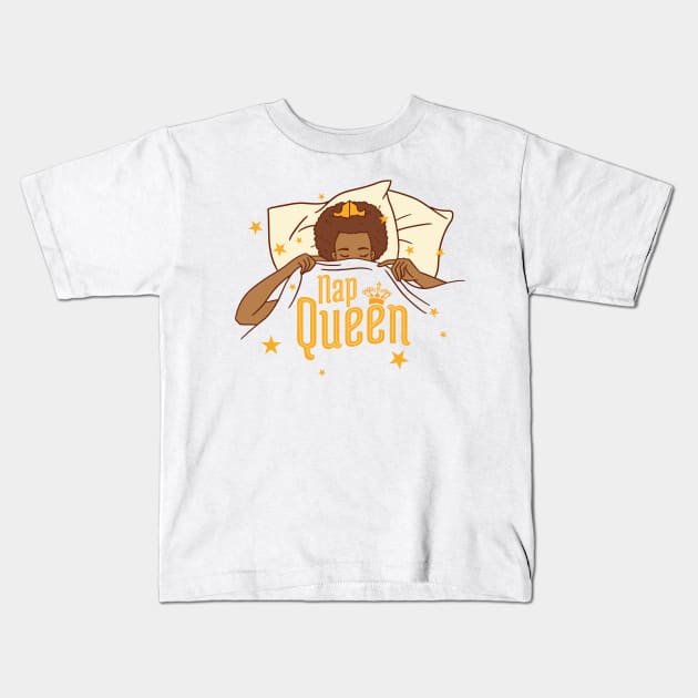 African American Nap Queen T Kids T-Shirt by LindenDesigns